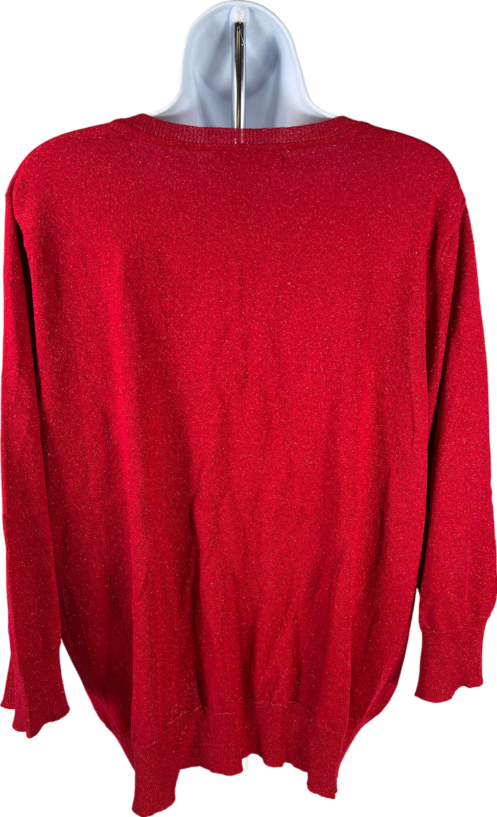 NEW Cable and Gauge Women’s Red Metallic 3/4 Sleeve Cardigan Sweater - Plus 1X