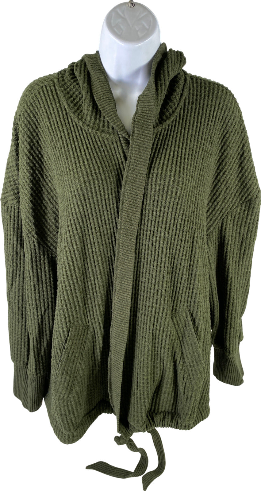 Torrid Women’s Green Waffle Knit Drawstring Waist Cardigan Sweater - Plus 3X