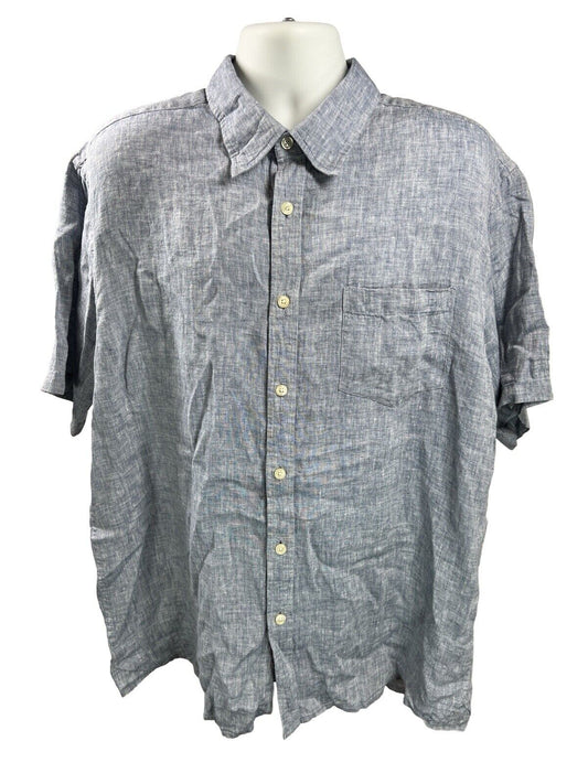 Orvis Men's Blue Short Sleeve 100% Linen Button Down Shirt - XL