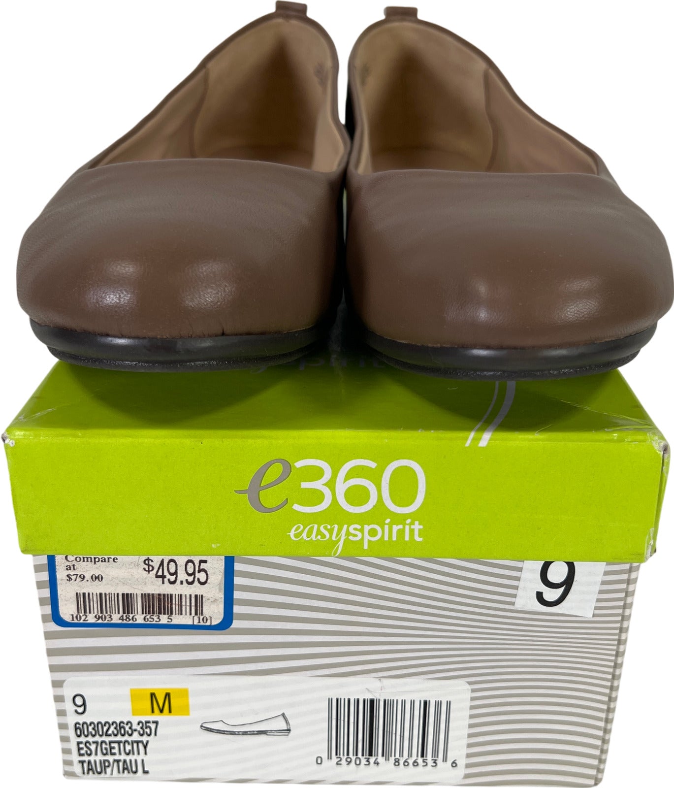 NEW Easy Spirit e360 Women’s Taupe/Brown Get City Leather Ballet Flats - 9