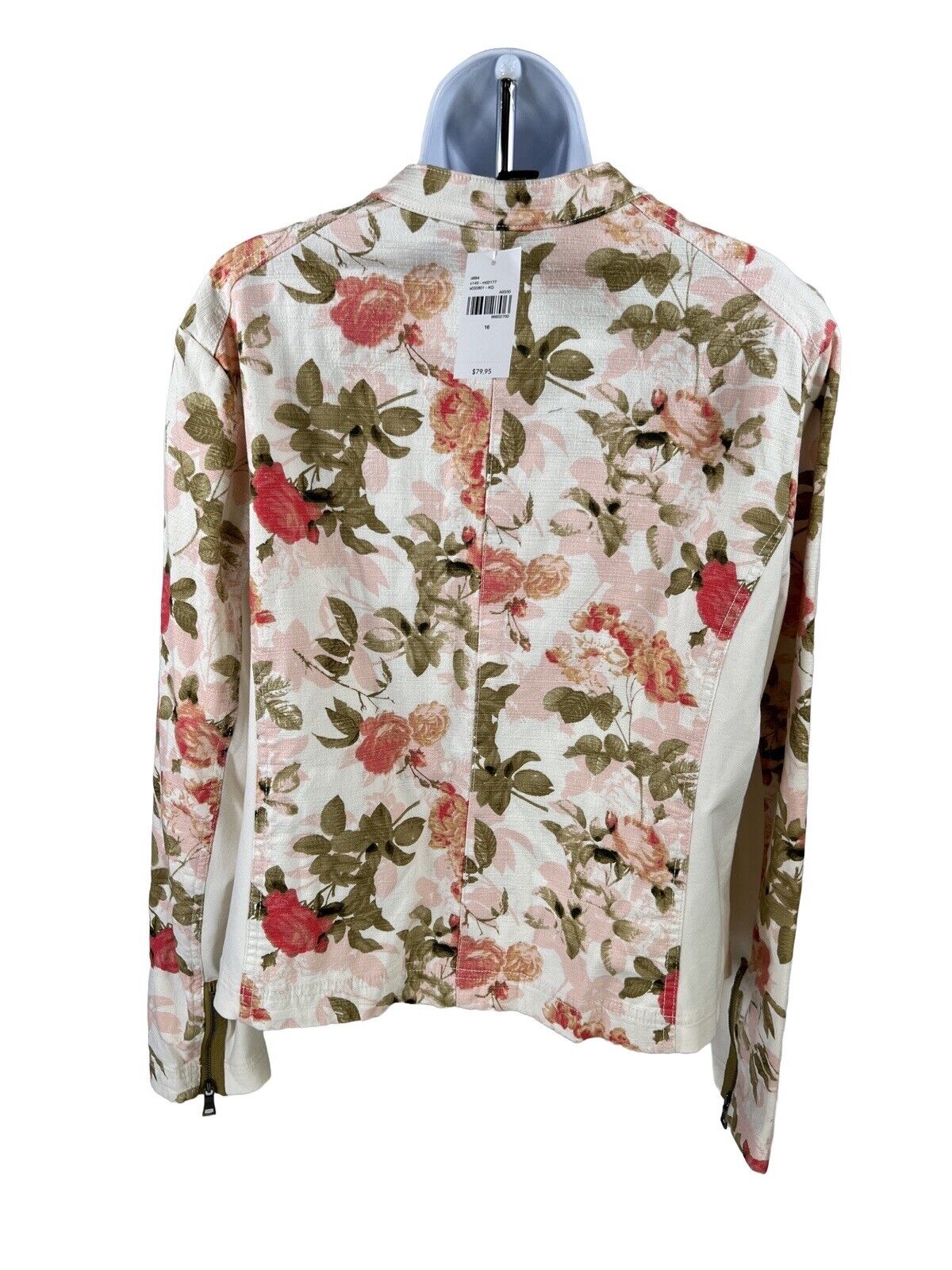 NEW Lane Bryant Women's White/Pink Floral Full Zip Light Jacket - 16