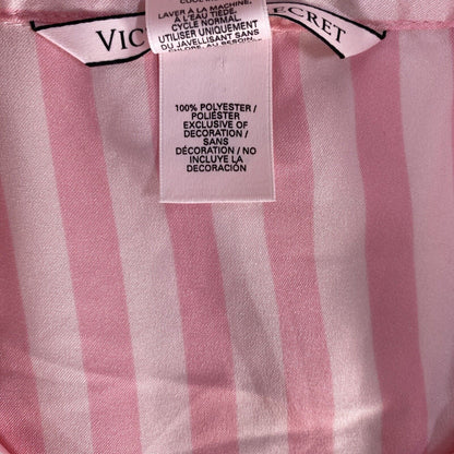 Victoria's Secret Women's Pink Striped Sateen Button Up Sleep Shirt - S