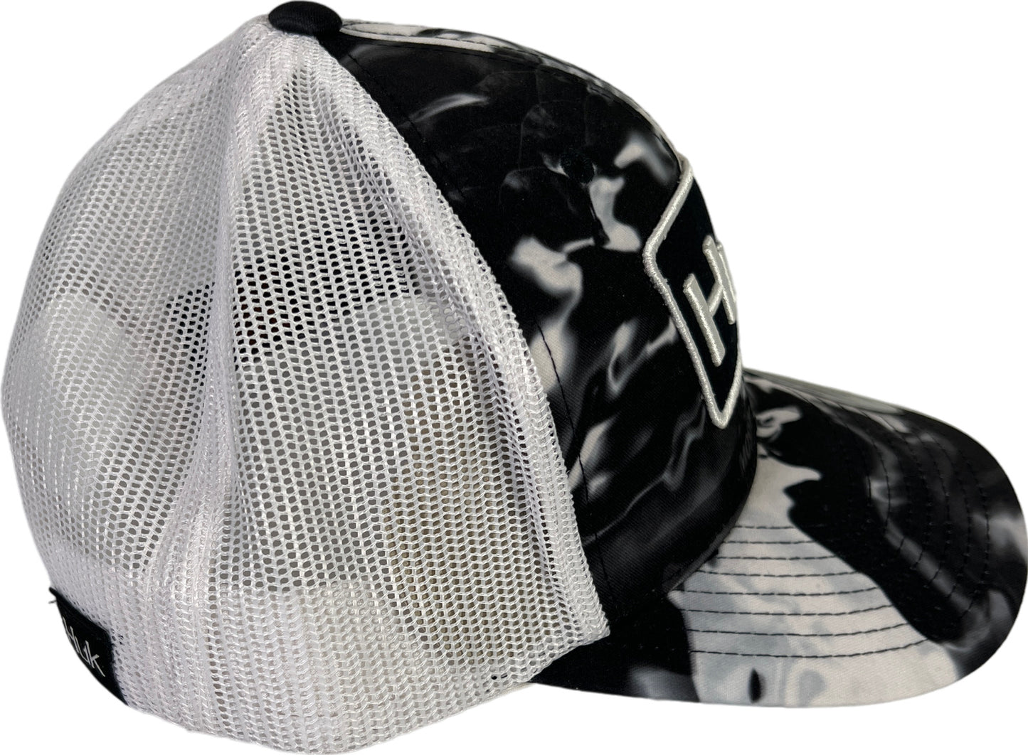 NEW HUK Black/White Mossy Oak Angler Mesh Back Snapback Hat - One Size