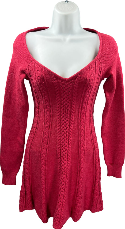 NEW Free People Women’s Cranberry Red Small World Mini Sweater Dress - S