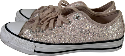 Converse Women’s Pink Glitter Shine Low Top Lace Up Sneakers - 7