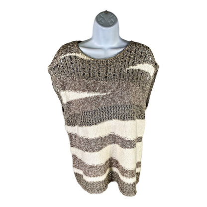 Chico’s Women’s White/Brown Chunky Knit Sleeveless Sweater - 1/US M