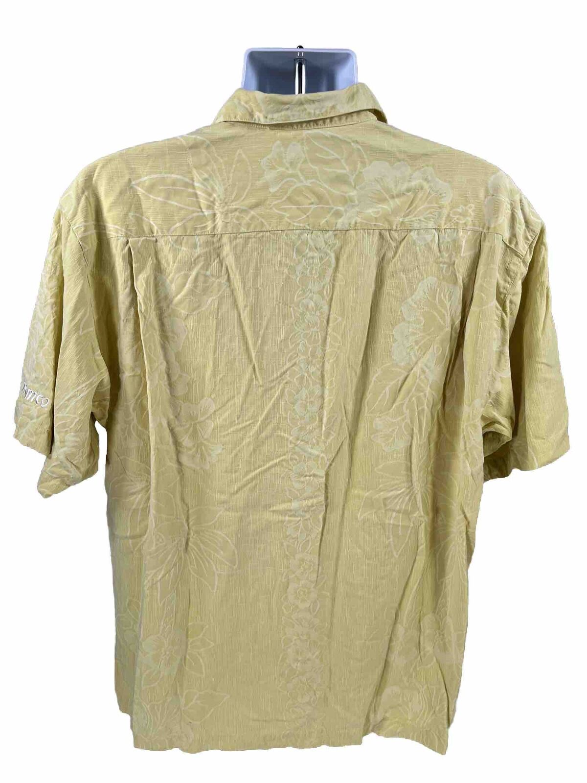 Tommy Bahama Men's Yellow 100% Silk Button Up Shirt - L