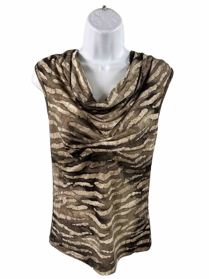 Michael Kors Women's Brown Sleeveless Drape Neck Top - XS