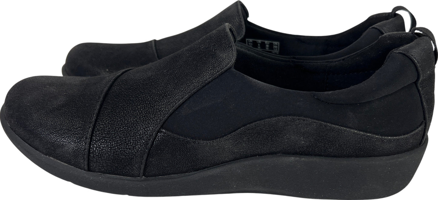 NEW Clarks Women’s Black Fabric Sillian Slip On Sneakers Shoes - 8 M