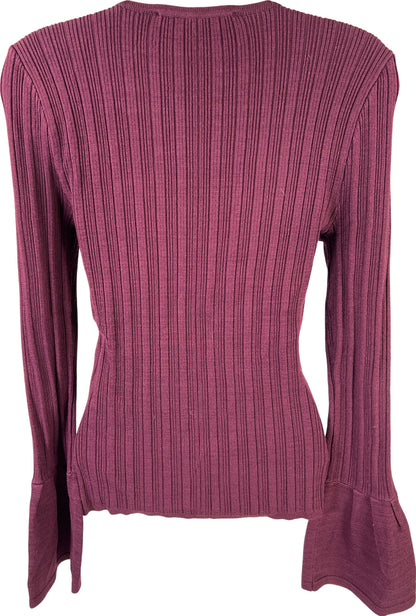 White House Black Market Women’s Red Burgundy Long Sleeve Scoop Neck Sweater - M