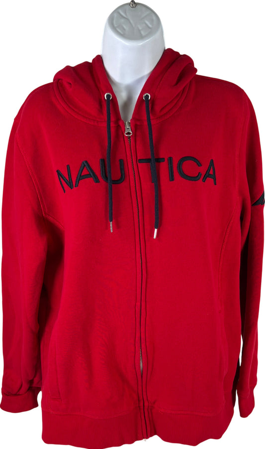 Nautica Women’s Red Cotton Blend Full Zip Hoodie Sweatshirt - XXL