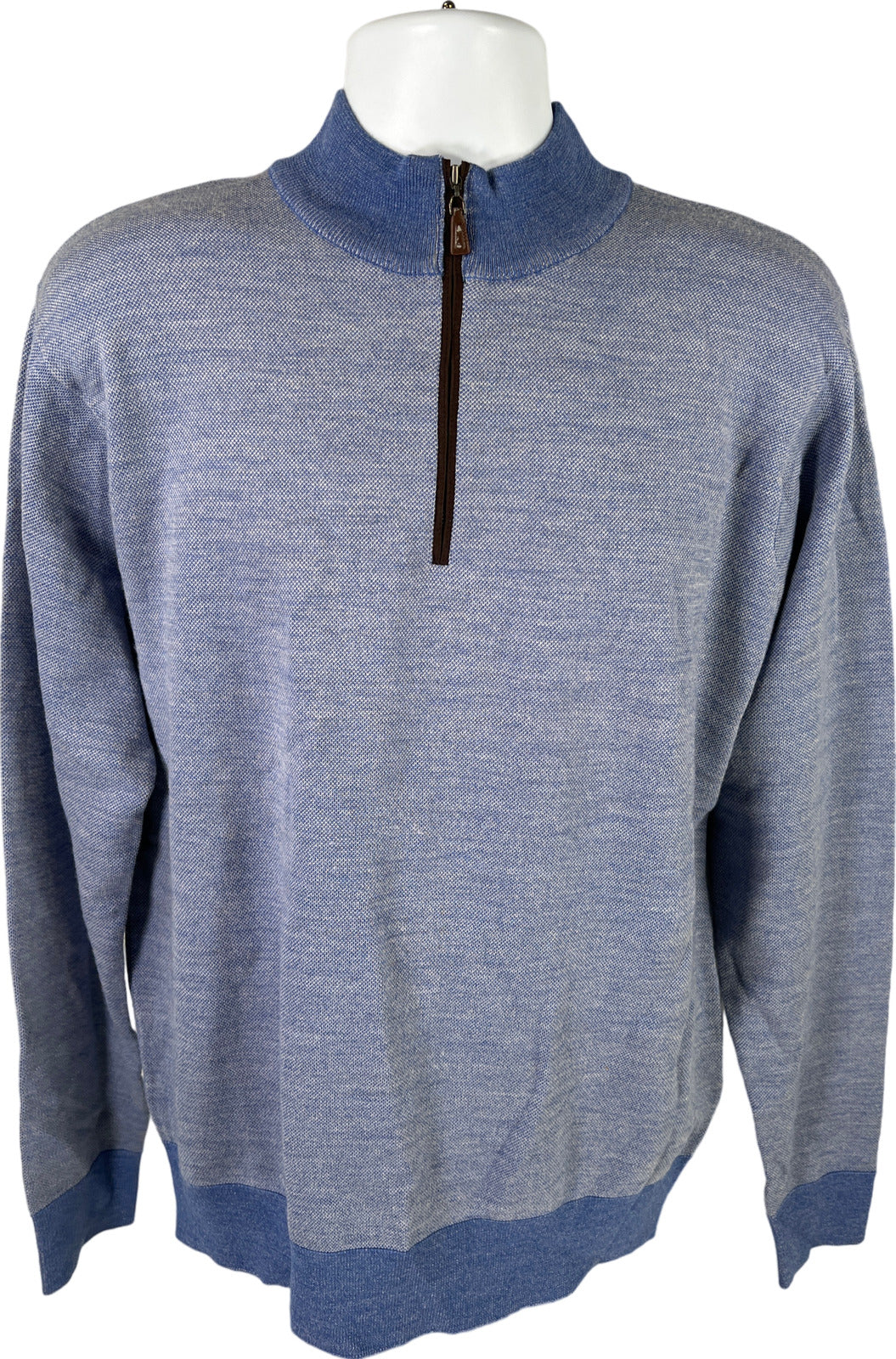 Peter Millar Men’s Blue Merino Wool 1/4 Zip Pullover Sweater - M