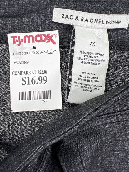 NEW Zac and Rachel Women’s Gray Pull On. Ankle Dress Pants - Plus 2X