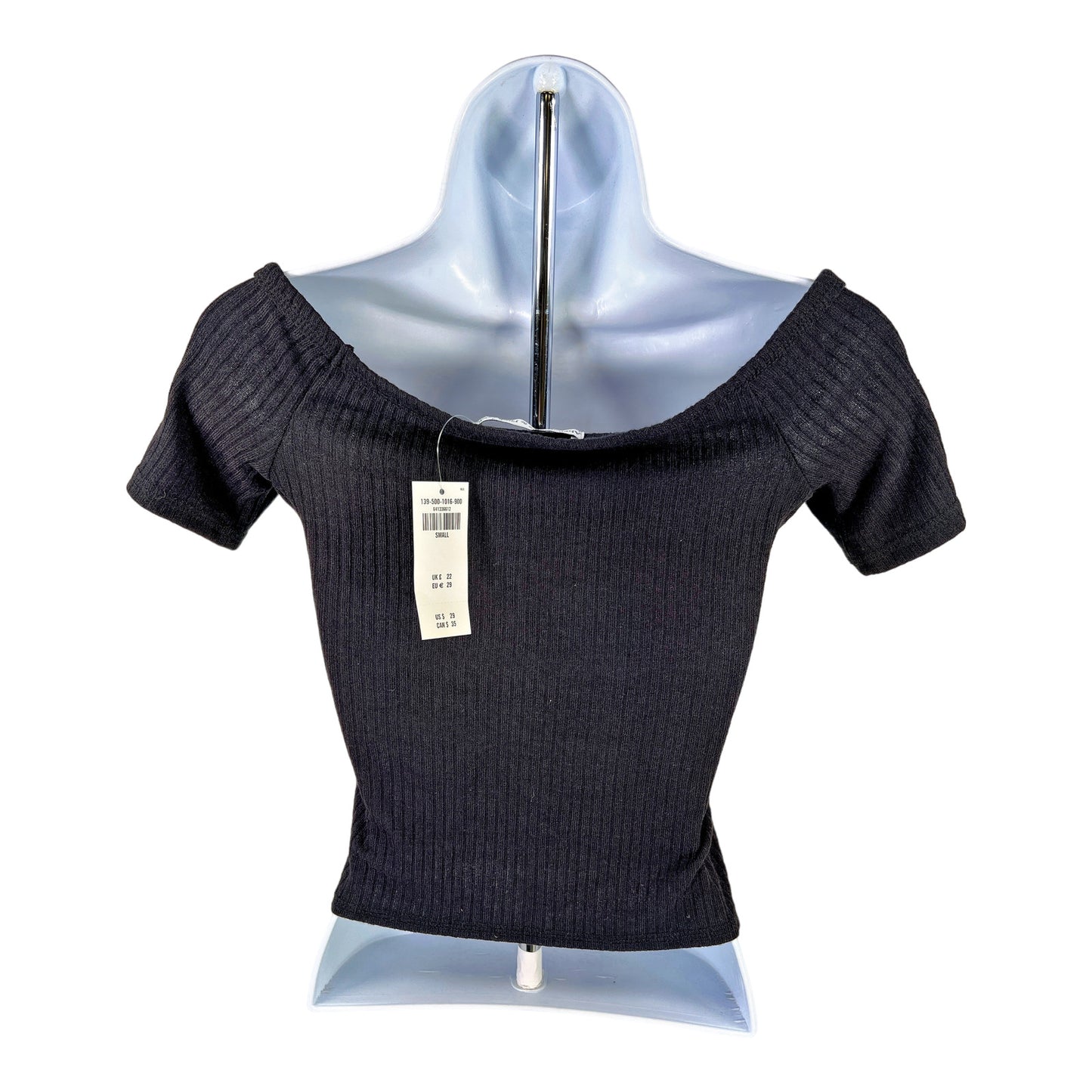 NEW Abercrombie & Fitch Women’s Black Ribbed Boat Neck Crop Top - S