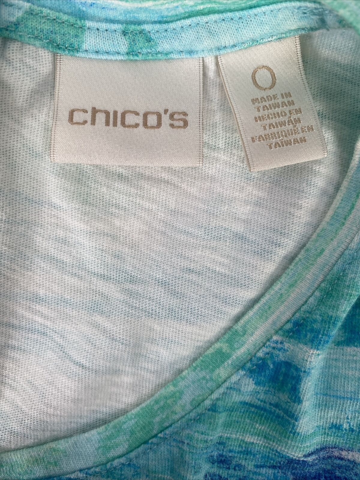 Chico's Women's Blue Zip Back Short Sleeve T-Shirt - 0/US S