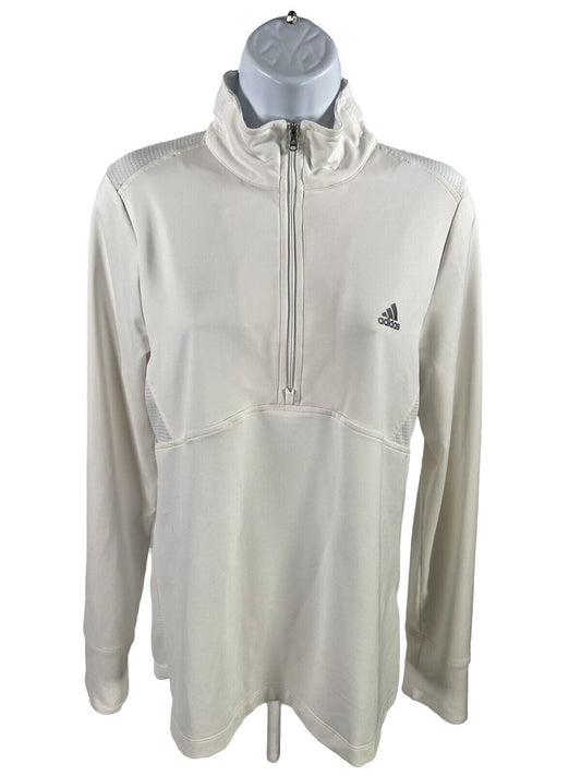 Adidas Women's White Long Sleeve 1/2 Zip Athletic Shirt - L