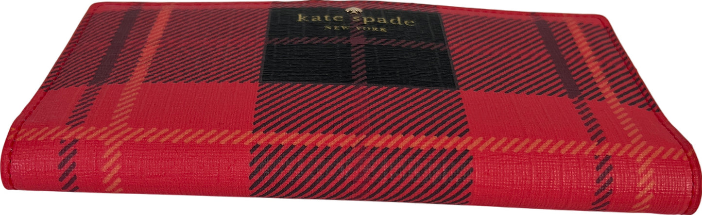 NEW Kate Spade Red Plaid Fairmount Square Stacy Wallet