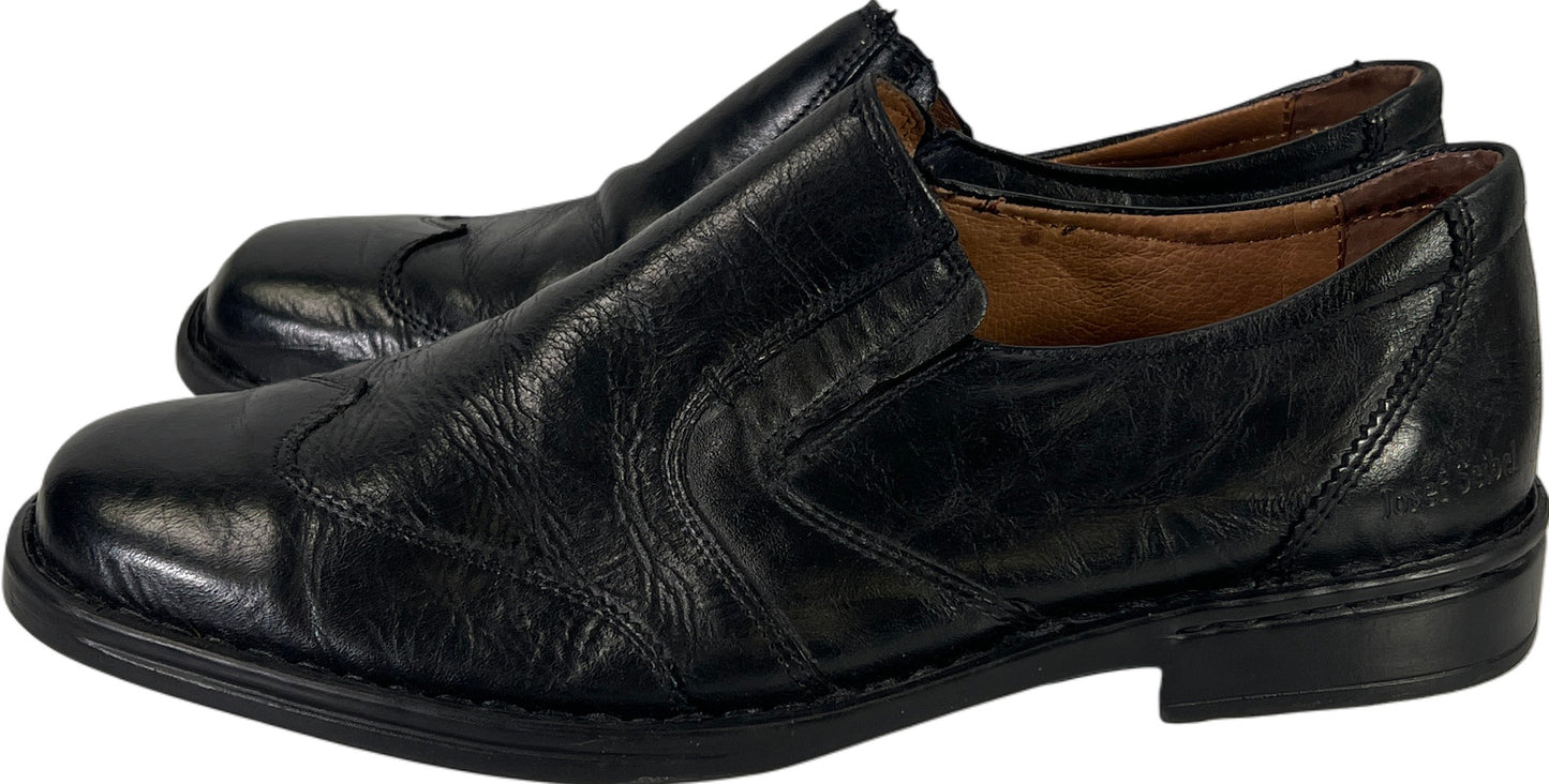 Josef Seibel Men’s Black Leather Wingtip Slip On Loafers Dress Shoes - 41