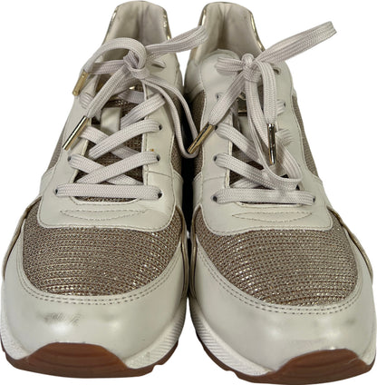 Michael Kors Women’s White/Gold Metallic Lace Up Wedge Sneakers - 8.5