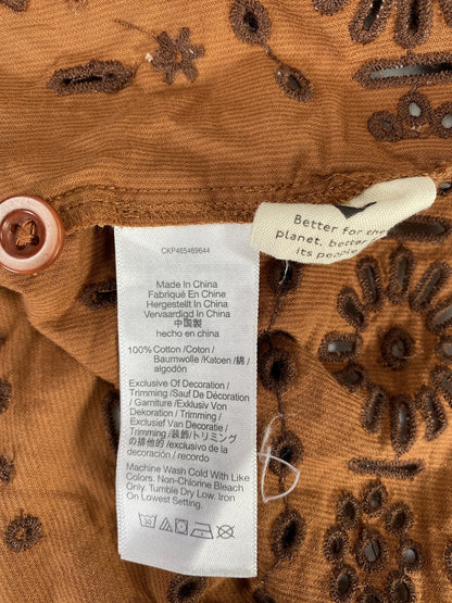 Madewell Women’s Brown Corduroy Eyelet Tie Sleeve Shirt - XL