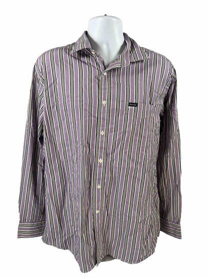 Faconnable Men's Purple Striped Deauville Button Up Dress Shirt - XL