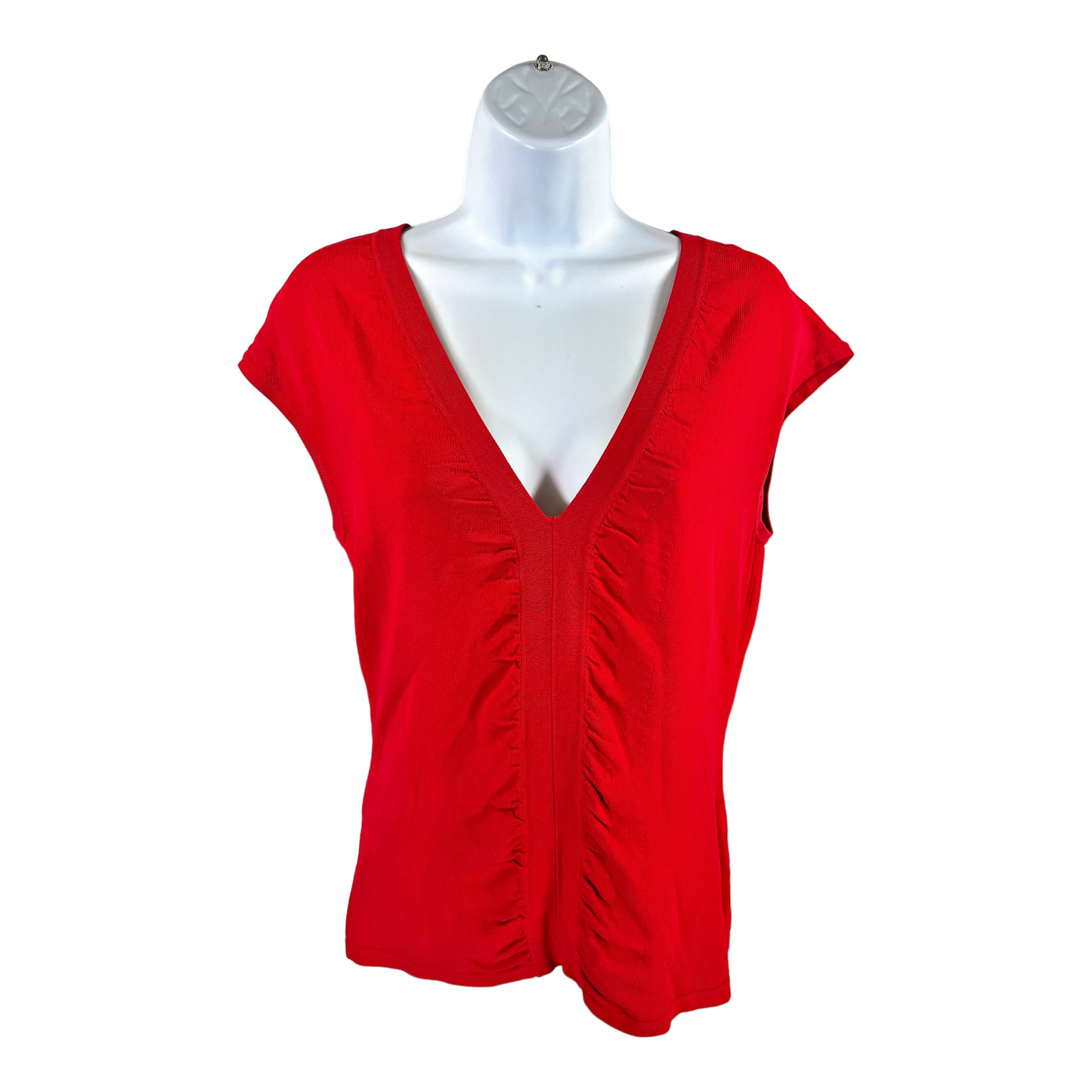 Max Studio Women’s Red Cap Sleeve V-Neck Blouse - L