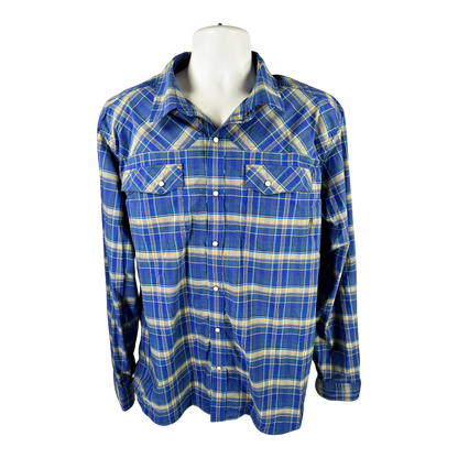 Stio Men’s Blue Plaid Snap Button Nylon Blend Shirt - XL