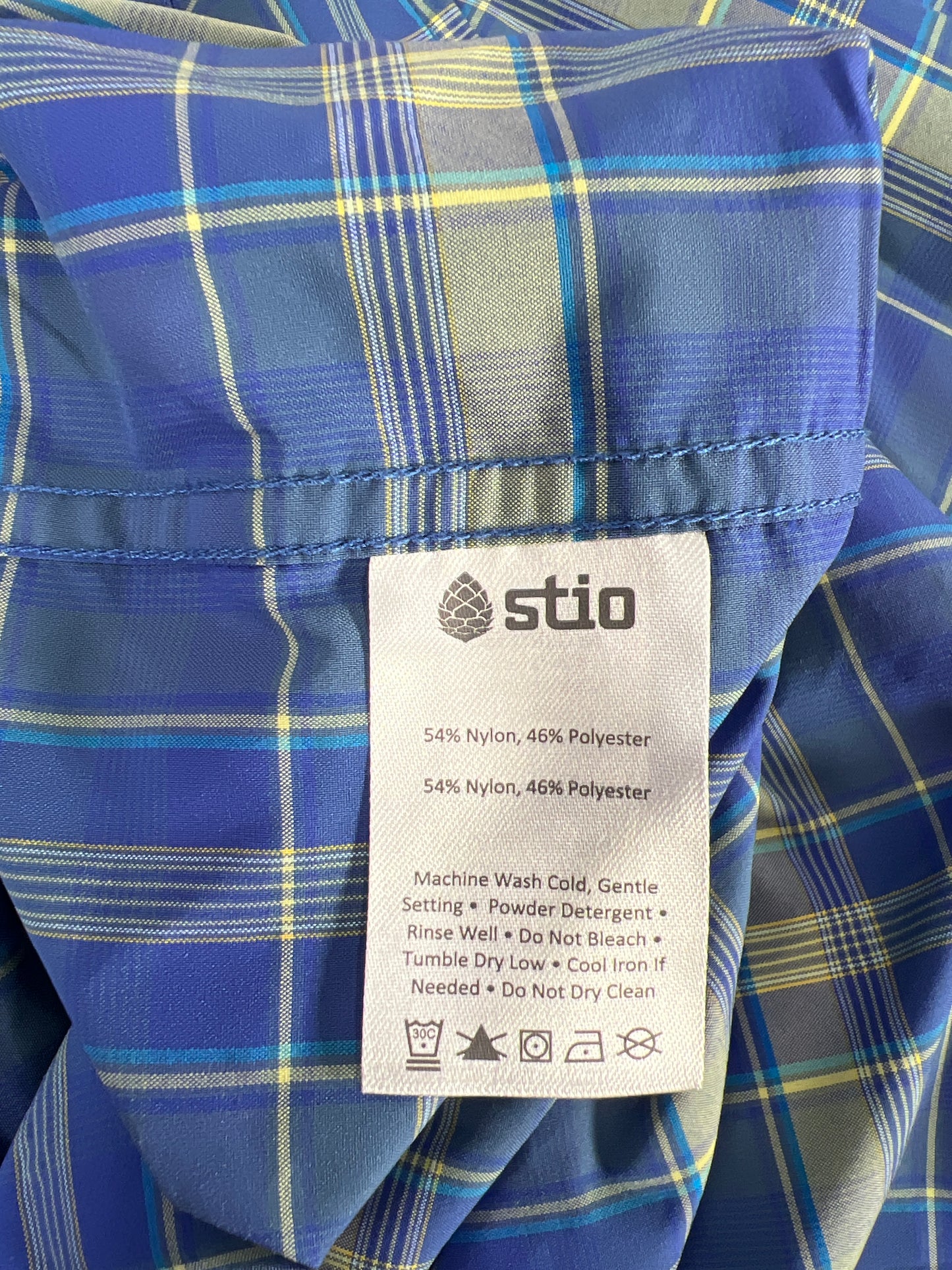 Stio Men’s Blue Plaid Snap Button Nylon Blend Shirt - XL