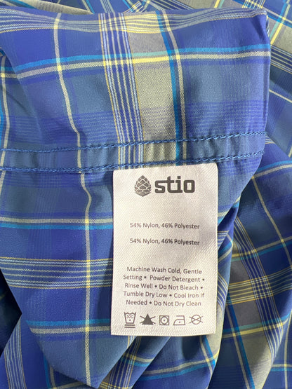 Stio Men’s Blue Plaid Snap Button Nylon Blend Shirt - XL