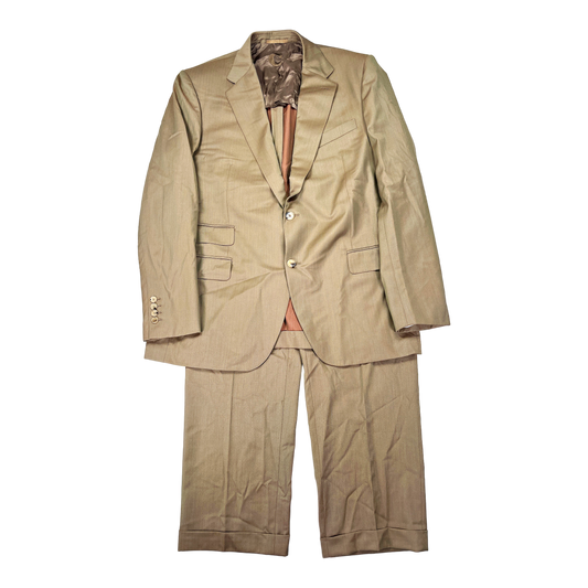 Caruso Men’s Brown Striped Italian Wool Suit - 46 R