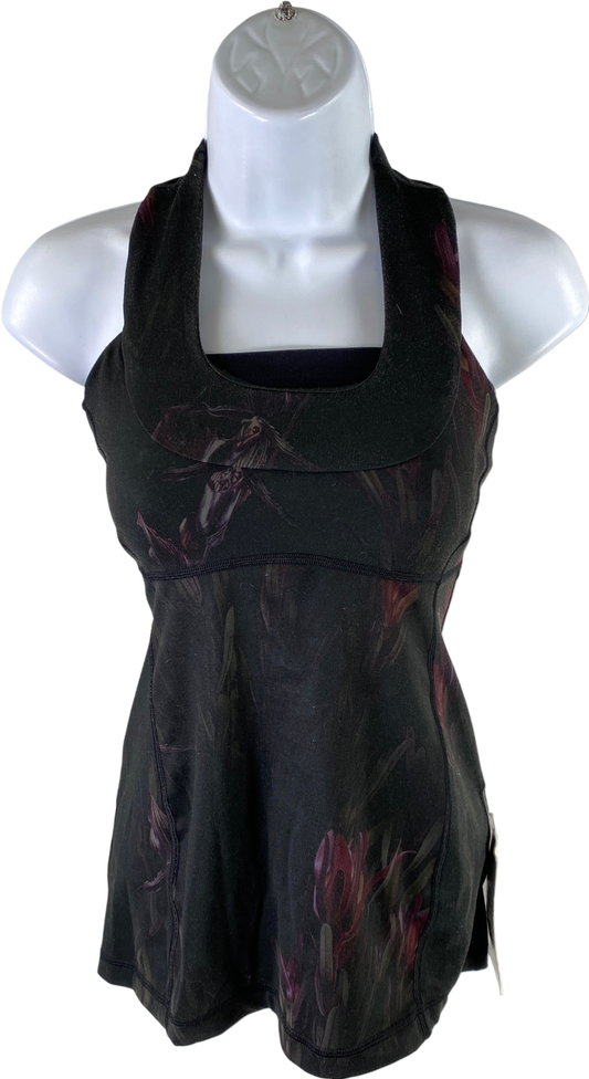 NEW Lululemon Women’s Black Floral Scoop Neck Tank Top - 4