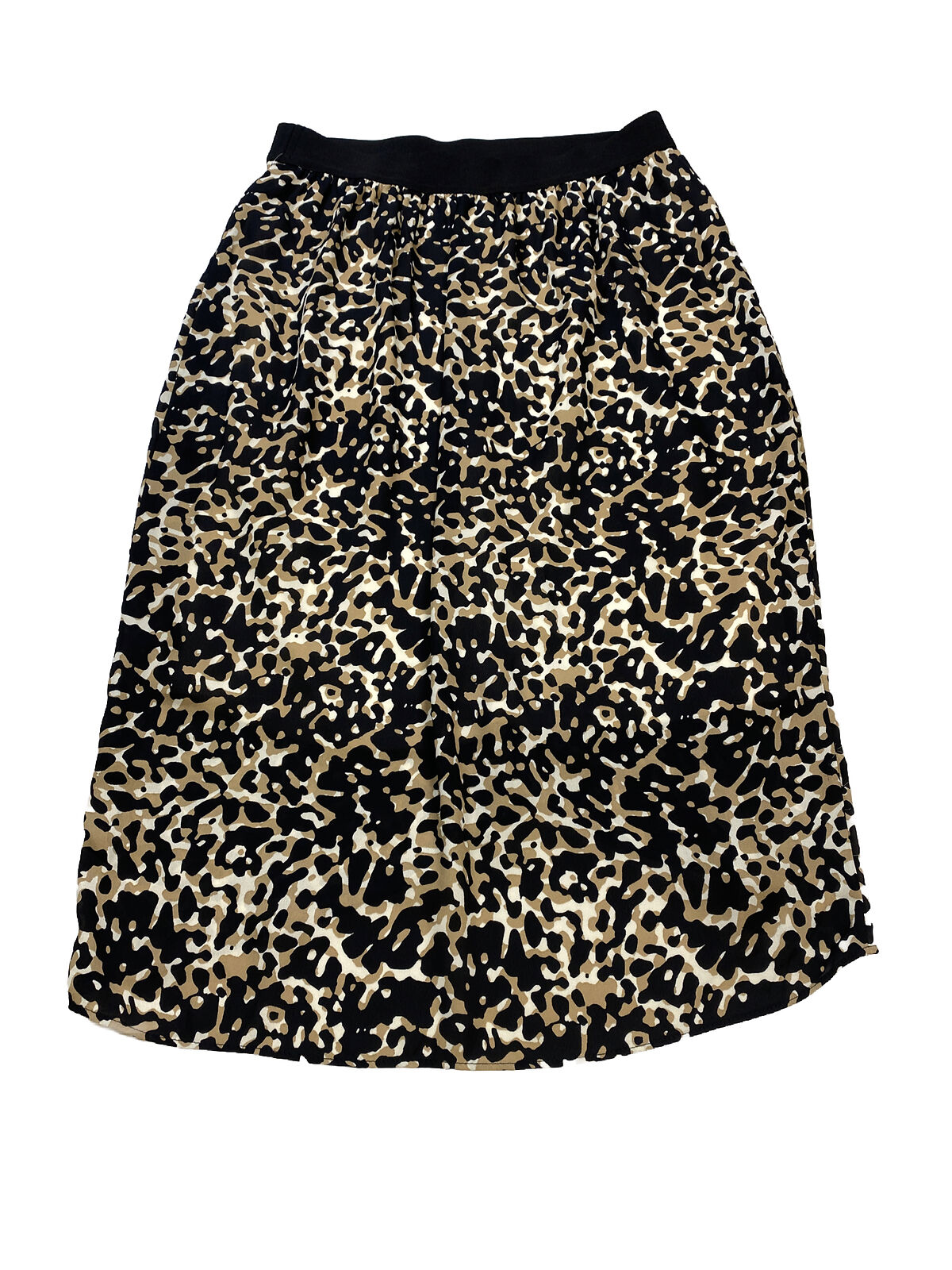 NEW Dressbarn Women's Brown Animal Print Midi Hi-Low Lined Skirt - XS