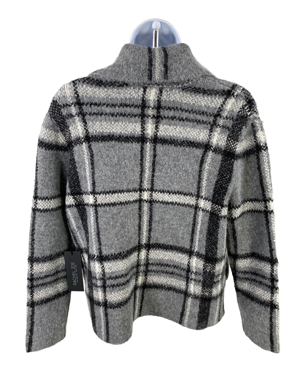 NEW Rachel Zoe Women's Gray Plaid Cozy Soft Sweater Jacket - XS